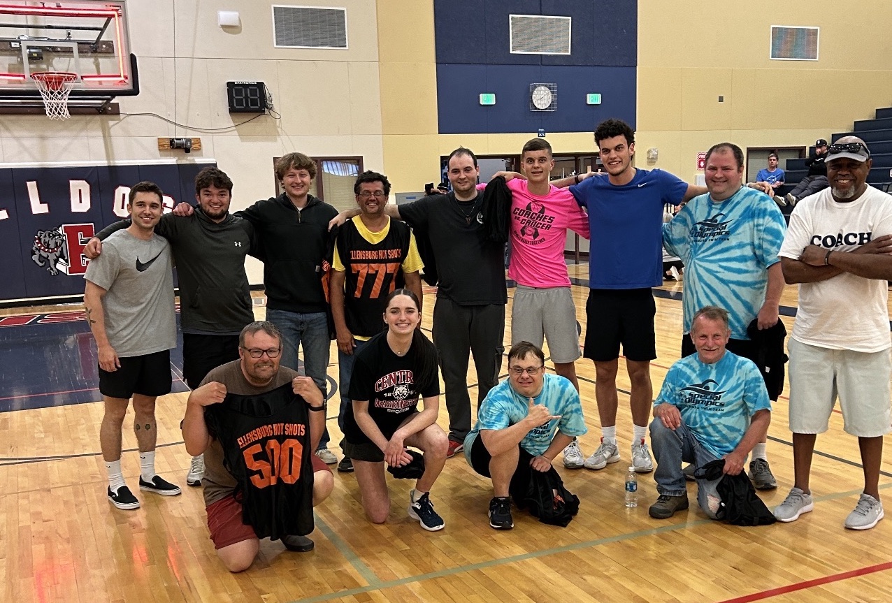 A group of CWU students put on a Unified Basketball Game at Ellensburg High School as part of the Management 478 Leadership Capstone course.