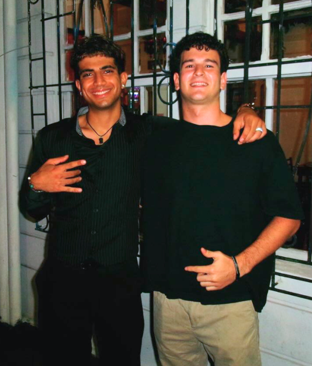 CWU student Mahmood Alkazraji, left, poses with another exchange student in Costa Rica