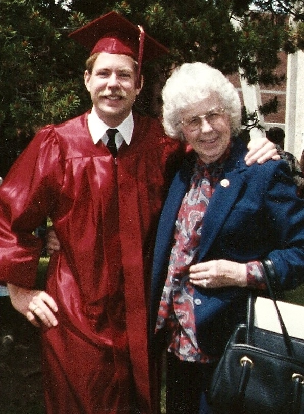 Marcella Braden-Dodd with Allen Braden at CWU Commencement in 1991.