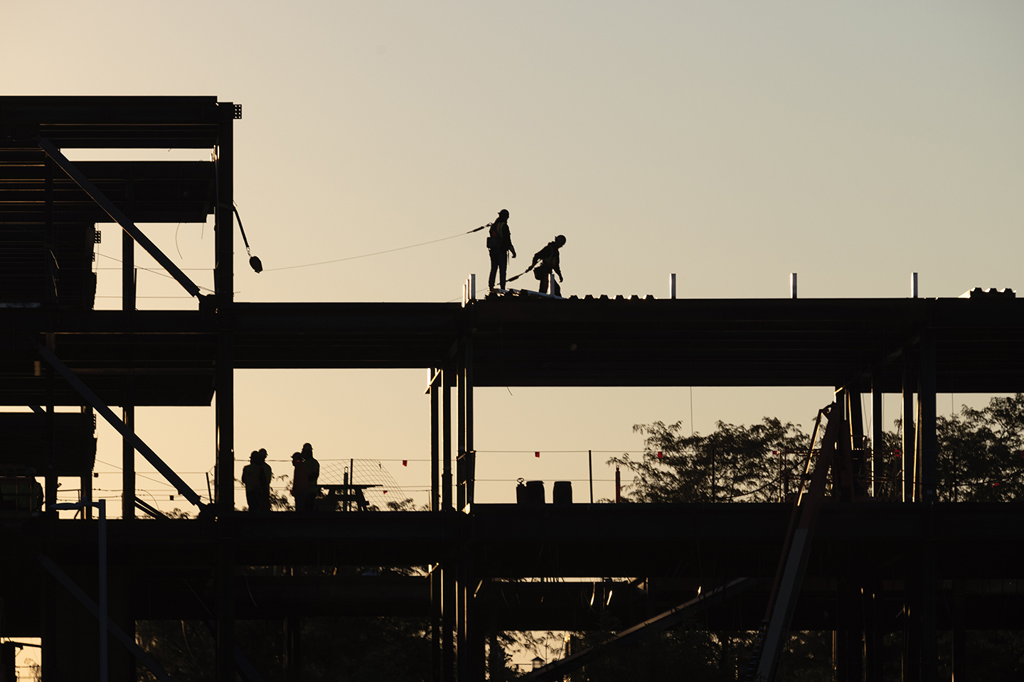 Construction crews work on the NAC project last fall