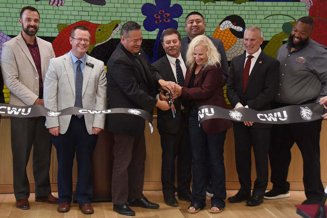 CWU officials and guests cut the ceremonial ribbon at the NAC on October 2.