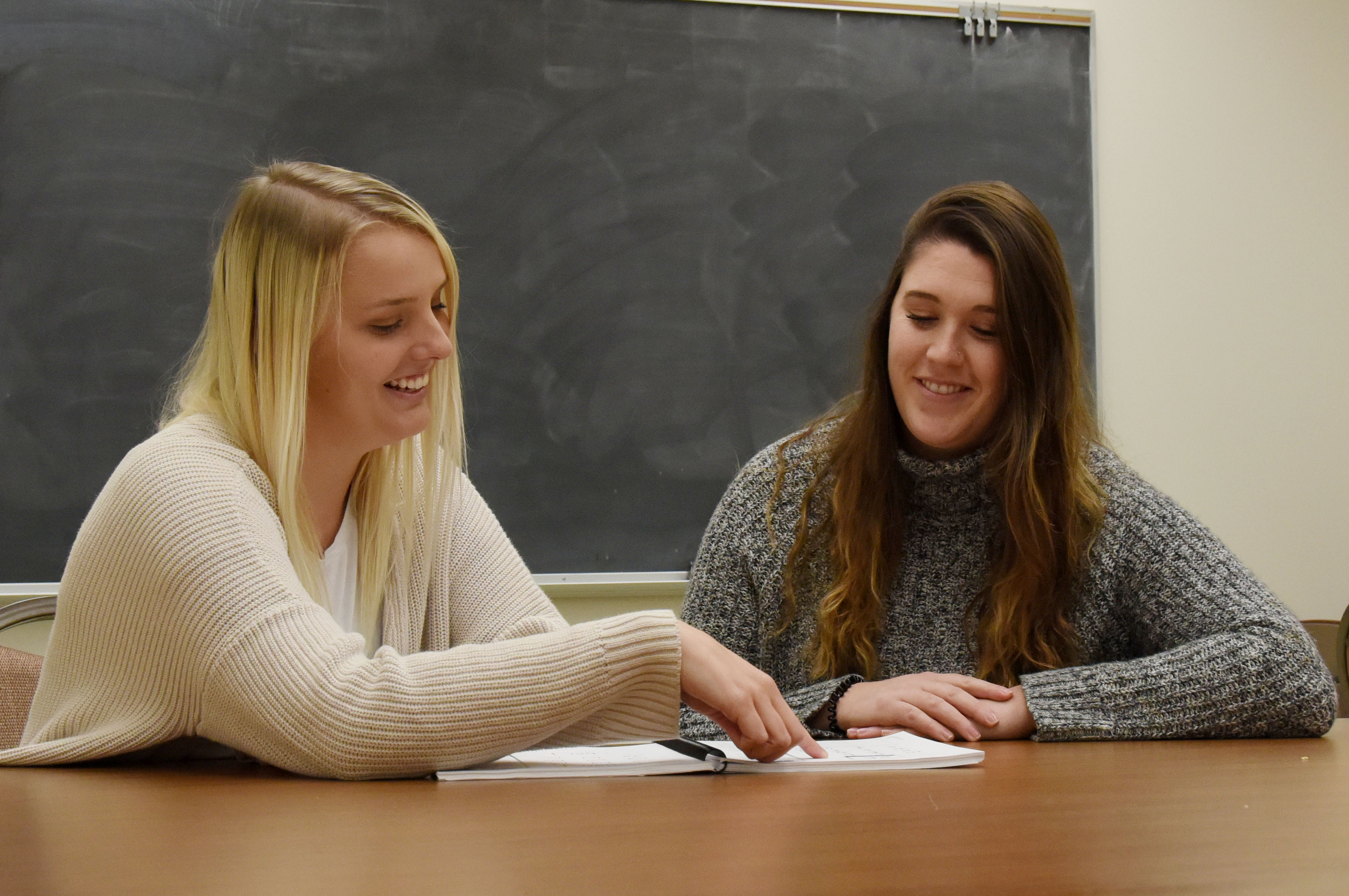 Two former CWU School Psychology students study together