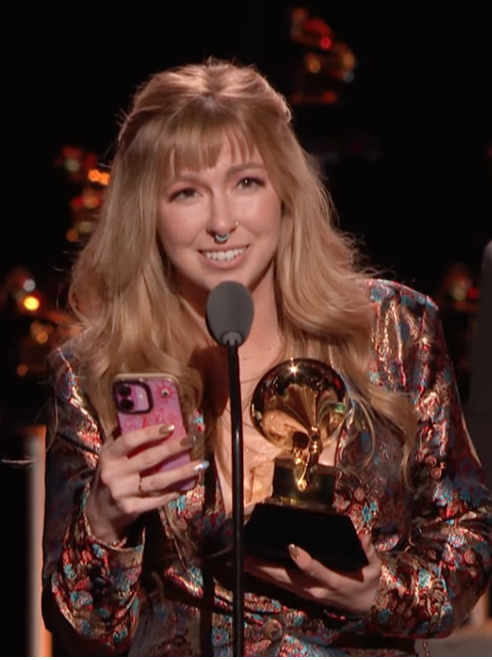 Amanda Taylor accepts her 2026 Grammy Award