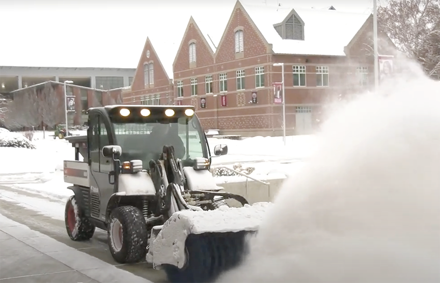 CWU snow-removal crews have been busy this week, keeping walkways clear and creating access points to all campus buildings.