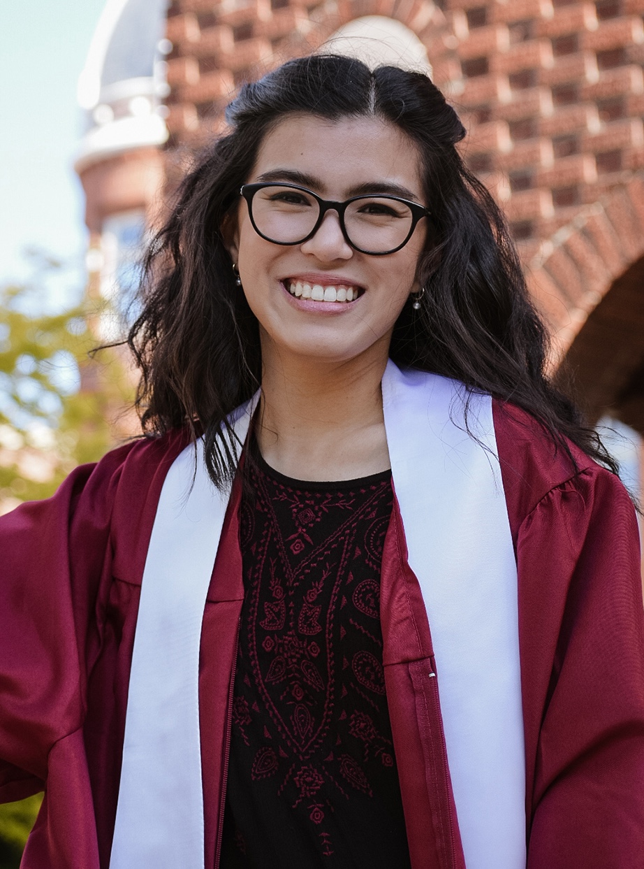 Sophia Apostilides in her graduation regalia