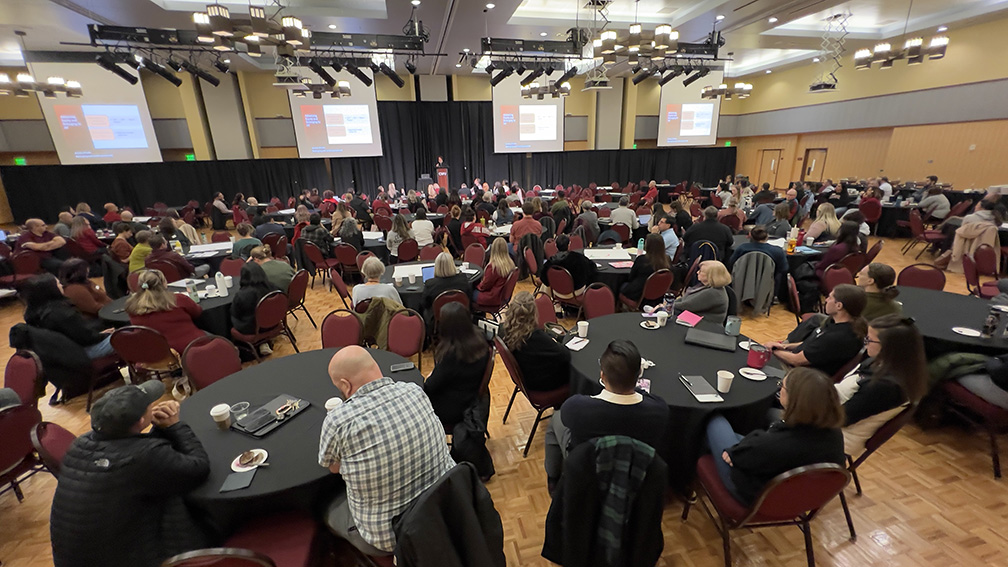 Approximately 200 guests filled the SURC Ballroom for the State of the University address.