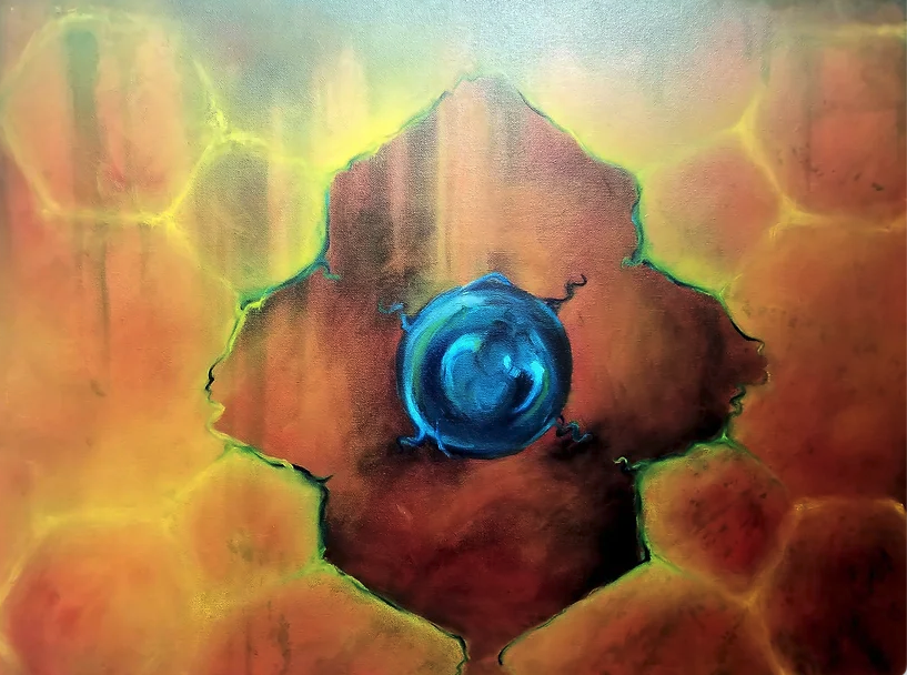 Oil on canvas painting, "Phtalo Blue"