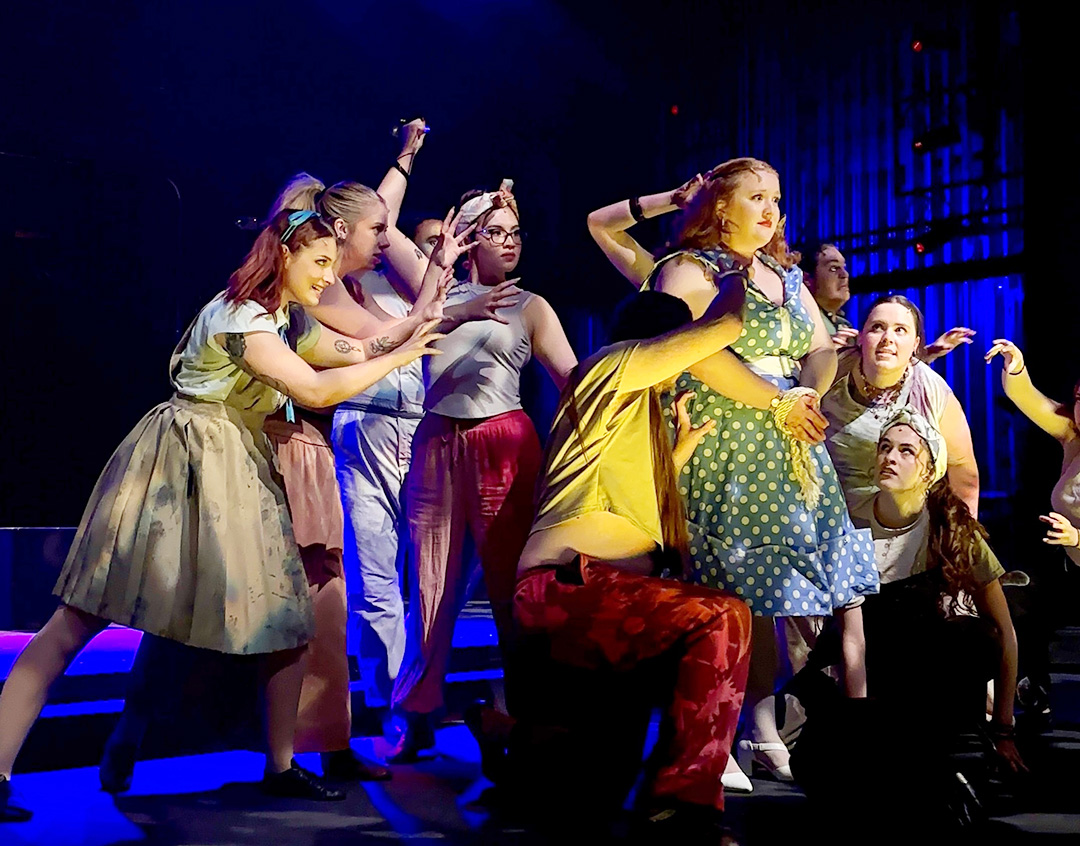 The cast of Urinetown during dressed rehearsal