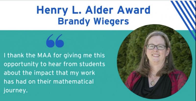 Dr. Wiegers and MAA acknowledgement