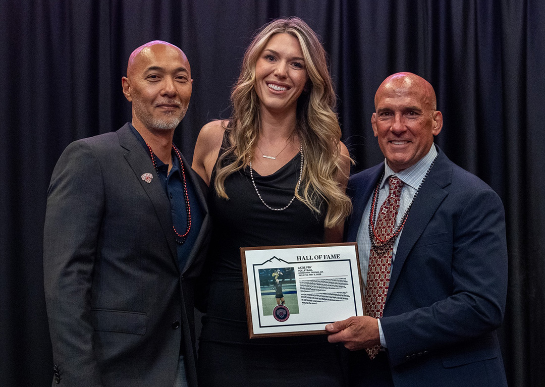 Catie Fry with Mario Andaya and Dennis Francois