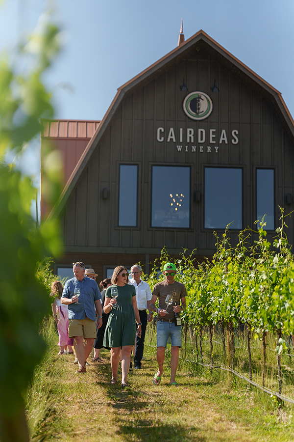 Visitors take a tour of Cairdeas Winery in Lake Chelan