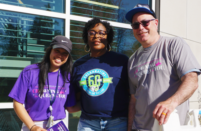 Three of the Highline College staff members who helped put on the YELL Summit on May 13.