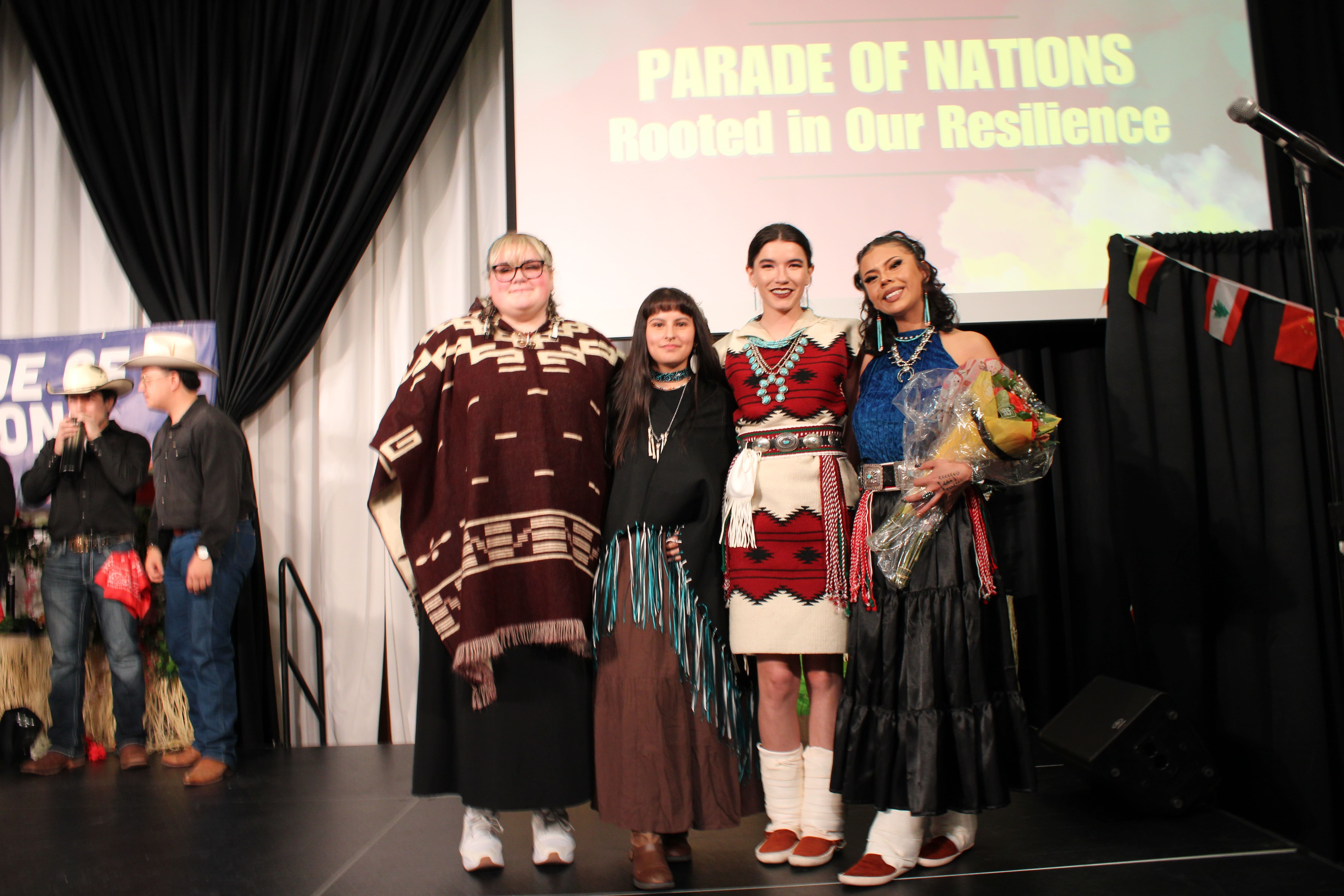 native american students at parade of nations event