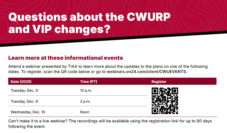 informational events cwurp vip changes