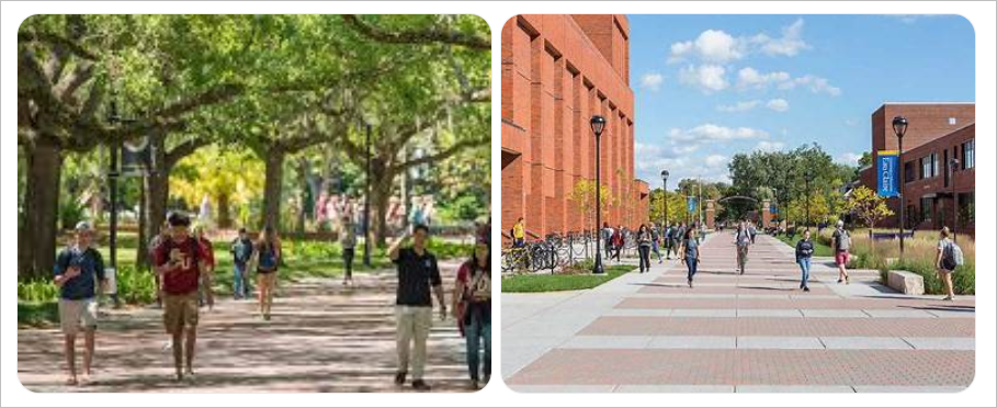 Students walking across CWU’s Ellensburg campus between classes.