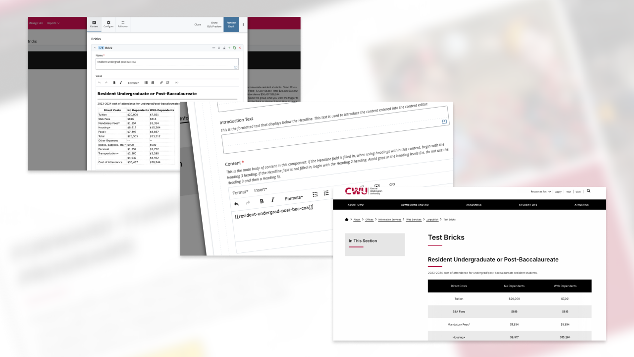 Abstract illustration of a website layout with reusable content blocks representing shared content used across multiple pages.