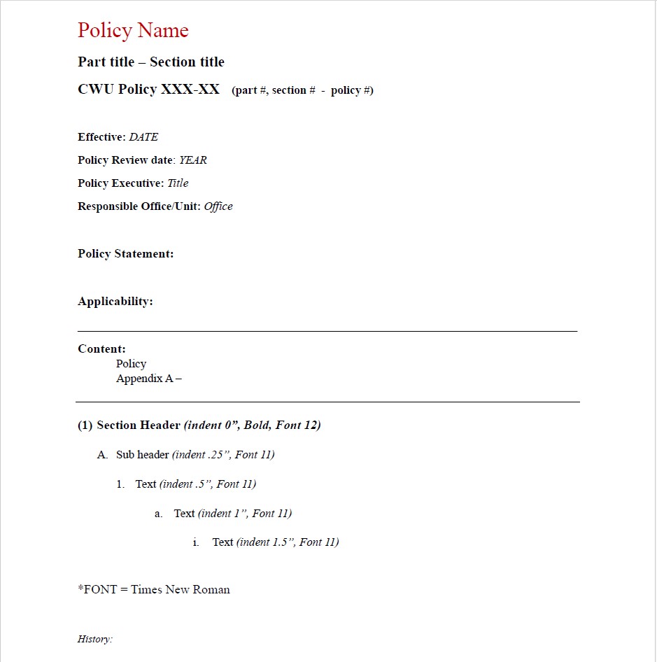 Policy Template