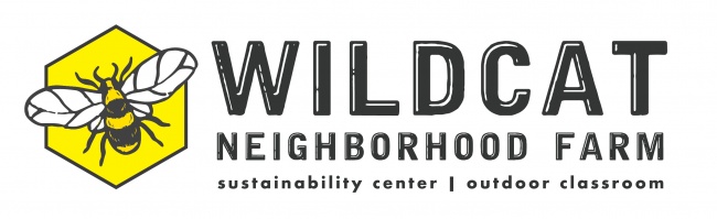 Wildcat Neighborhood Farm Logo, there is an illustration of a bee next to the words "Wildcat Neighborhood Farm".