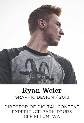 Ryan Weier Graphic Design 2018. Director of Digital Content Experience Park Tours Cle Elum, WA