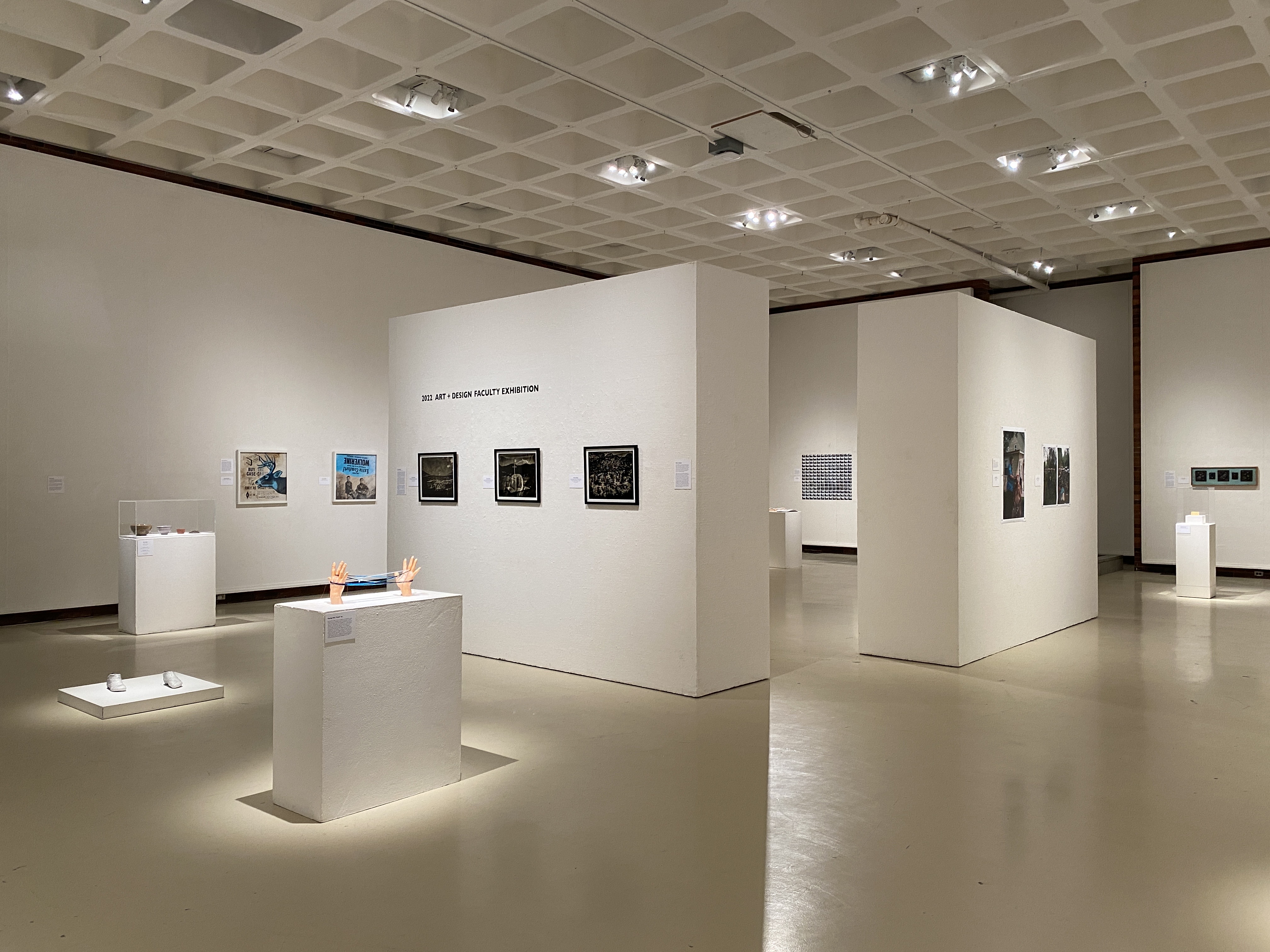 Installation image from the 2022 Department of Art and Design faculty exhibit.