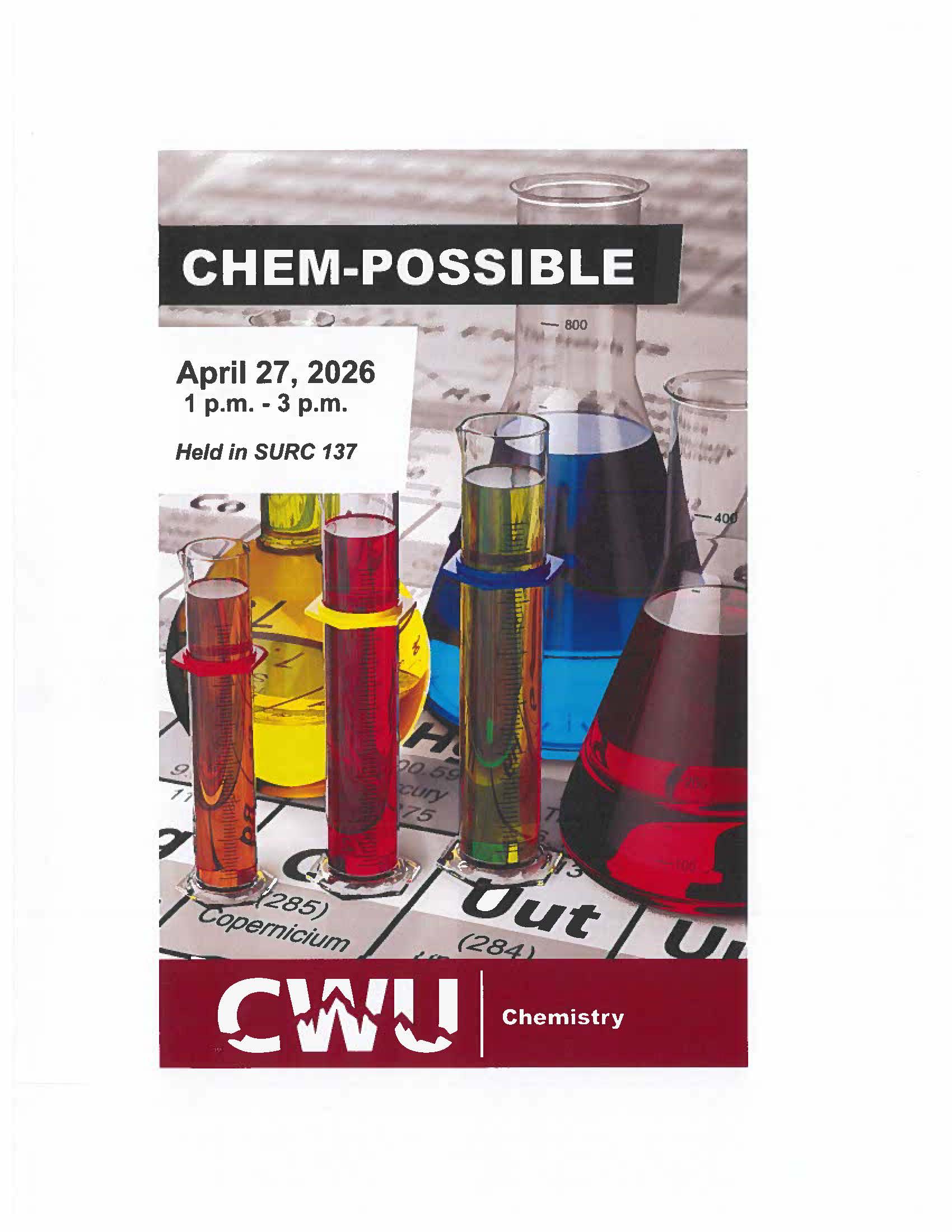 ChemPossible flyer showing dates of event