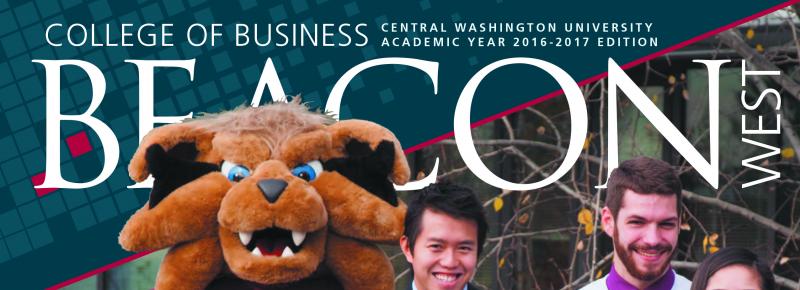 Voyage magazine cover with CWU mascot and students.