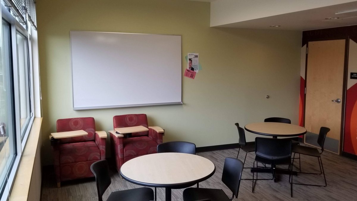 DHC study room with a whiteboard.