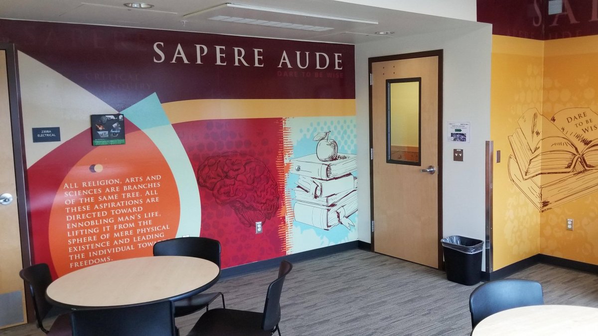 DHC study room's wall decals and decor.