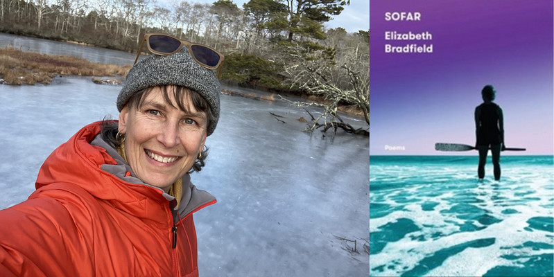 Head shot of Elizabeth Bradfield and a book cover