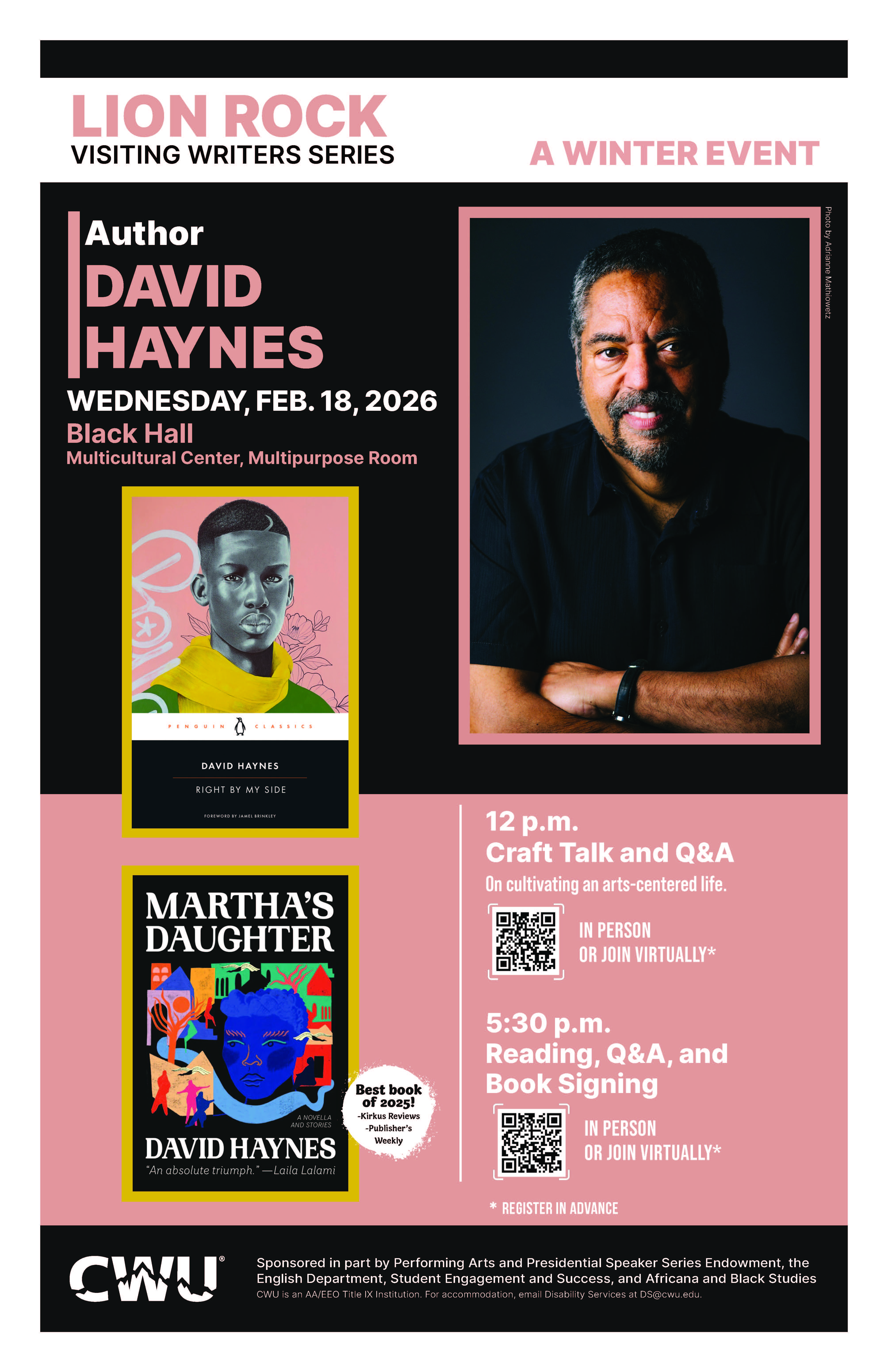 Poster for Lion Rock Reading for David Haynes