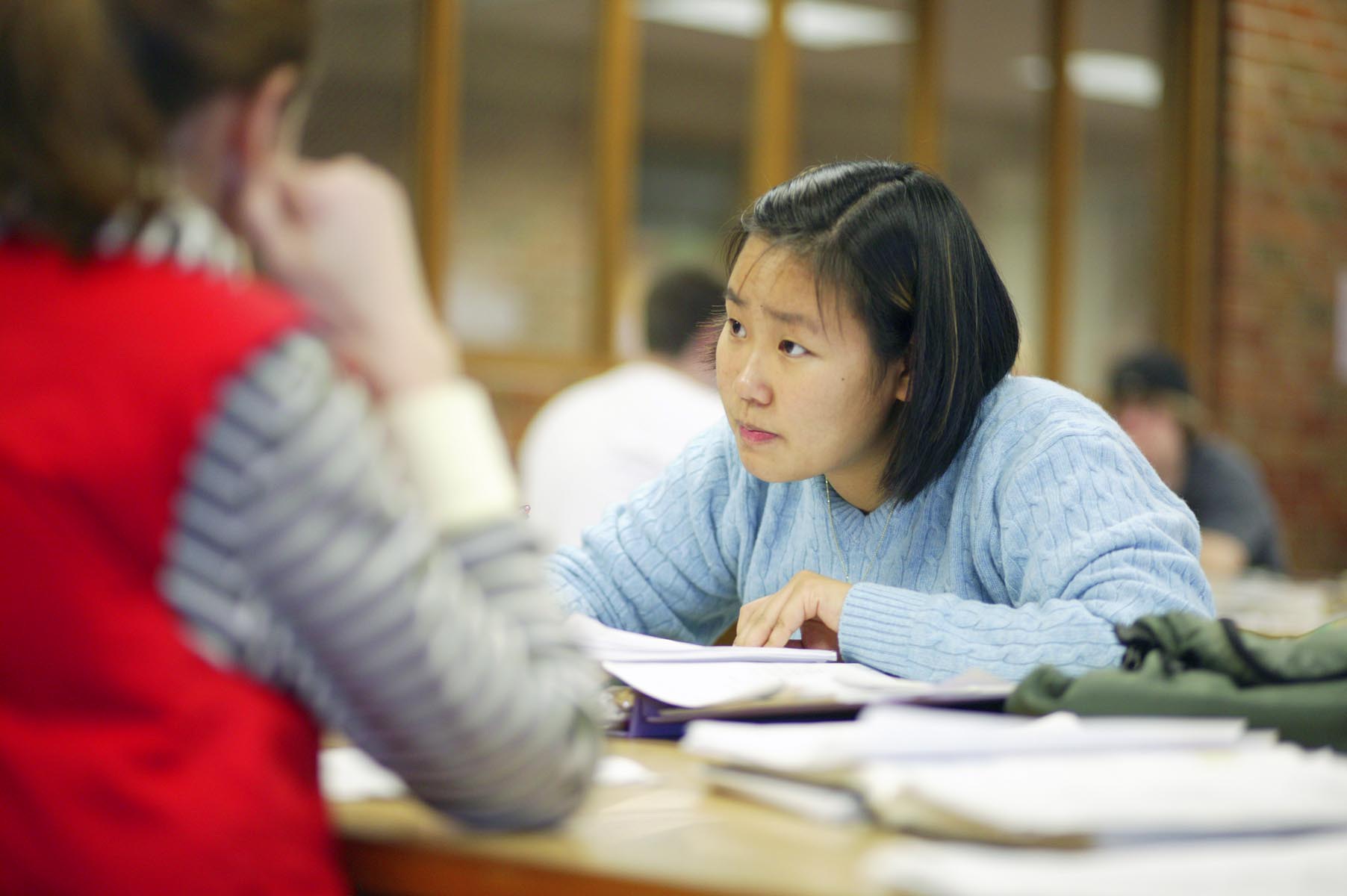 A CWU Psychology student in a classroom