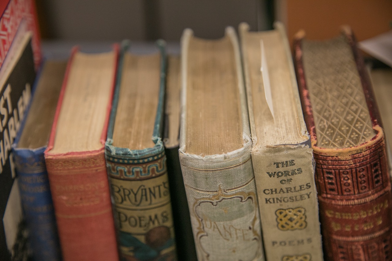 Close-up of literature from the CWU library.