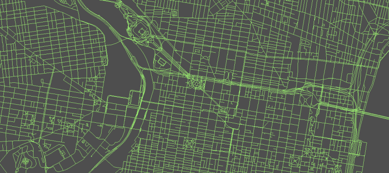 digitized street centerlines of Philadelphia