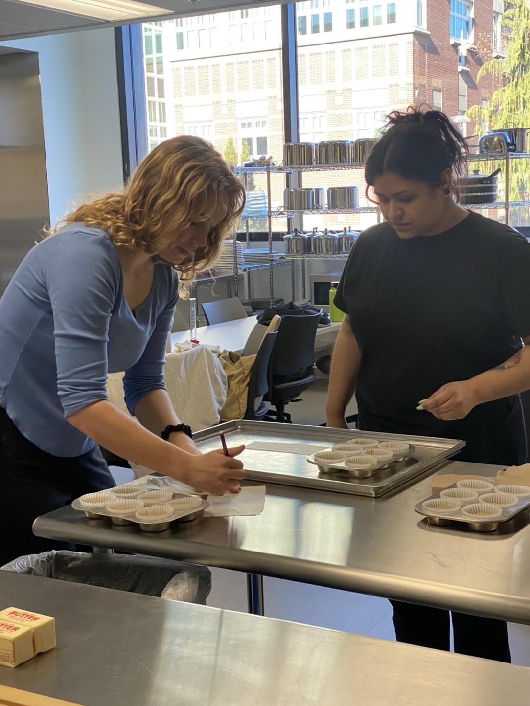students reviewing food 