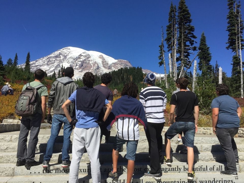 Many ESL looking at a Mountain