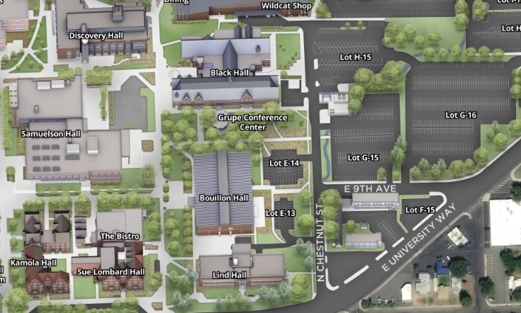 Map of CWU parking options near conference