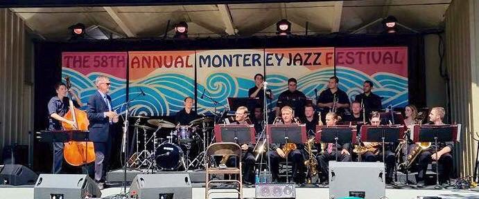 Photo of CWU Jazz Band 1 on stage at the 58th Annual Monterey Jazz Festival.