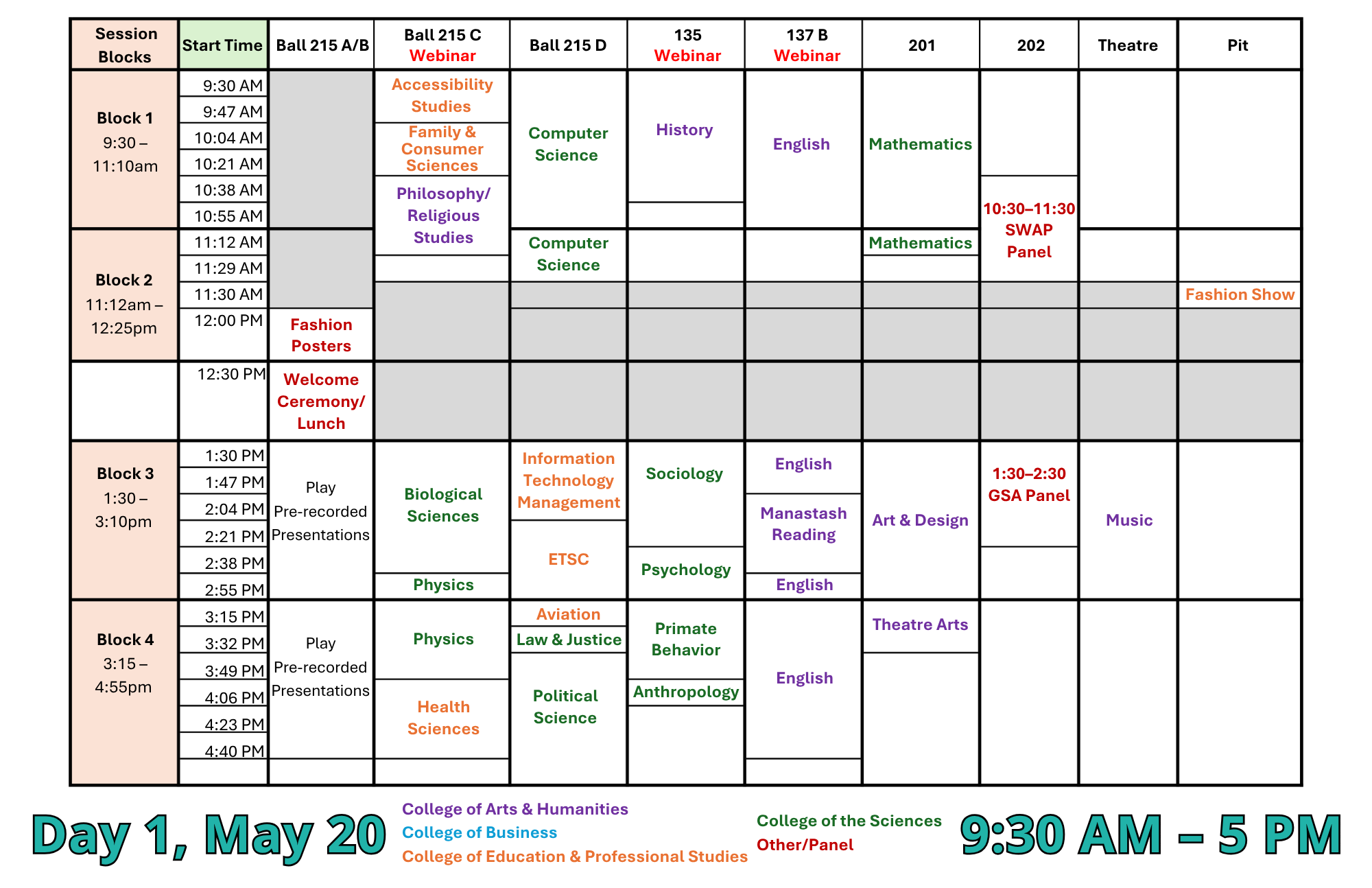 SOURCE day 1 schedule overview