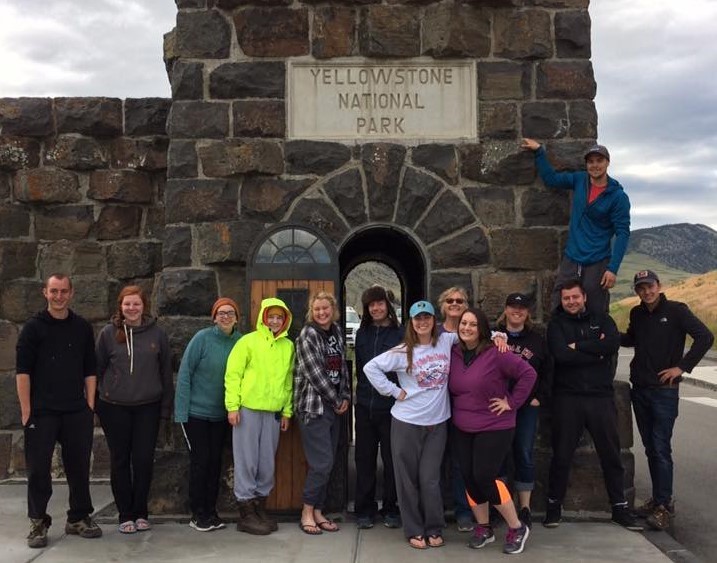 Photo of multiple cwu staff at Yellowstone national parl