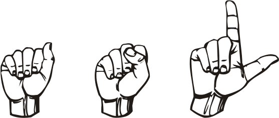 "ASL" being spelled out in sign language. It is an image of hands signing.