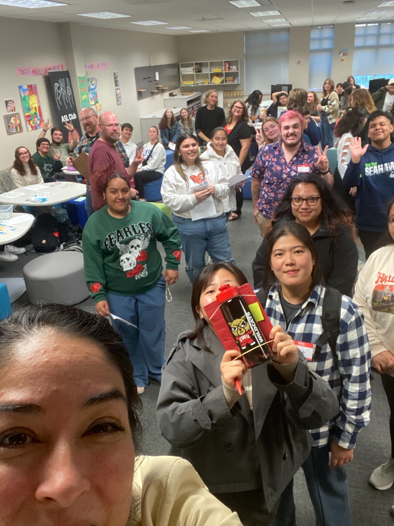 Picture of students and faculty during Open House event in Fall 2024. 