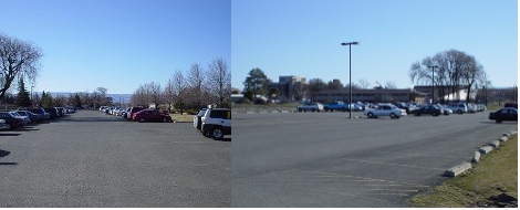 Two almost empty parking lots.