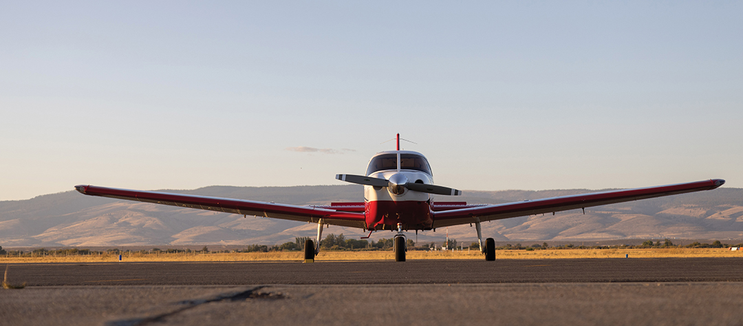 A CWU plane sits on the runway at Bowers Field