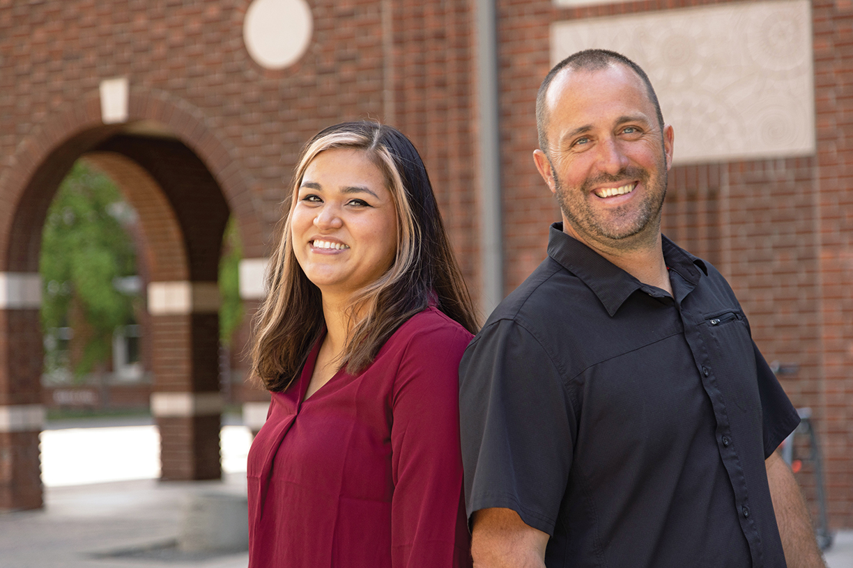 CWU alumna Erika Belmontes with Business Professor James Avey