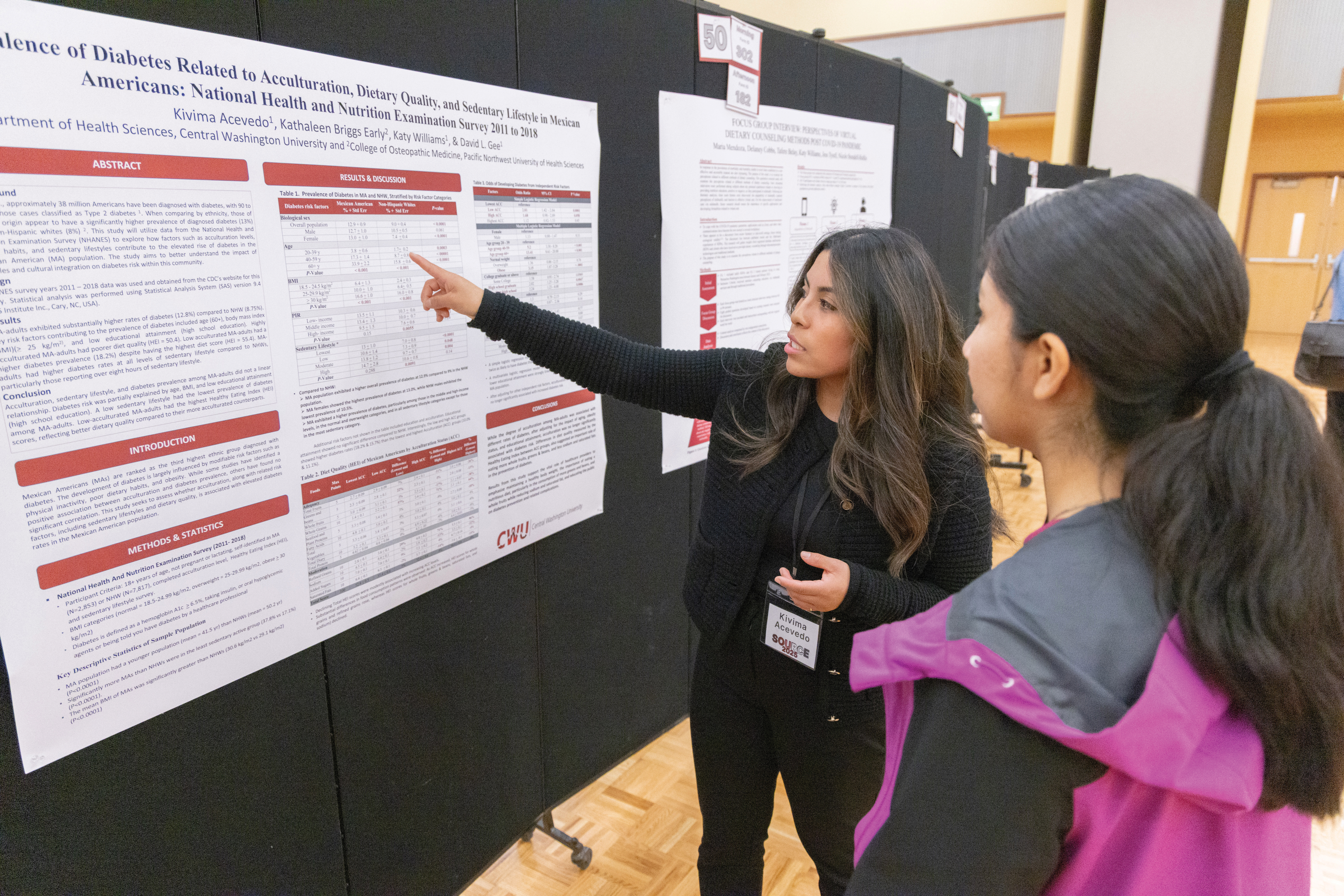 Photo of a student presenting their work at SOURCE 2025