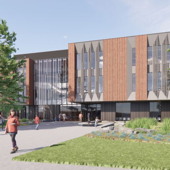 Rendering of the front entrance to the under-construction NAC building