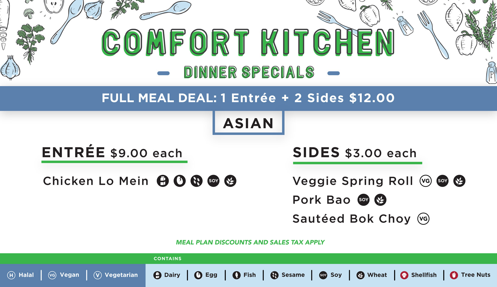 Comfort Kitchen Asian Menu