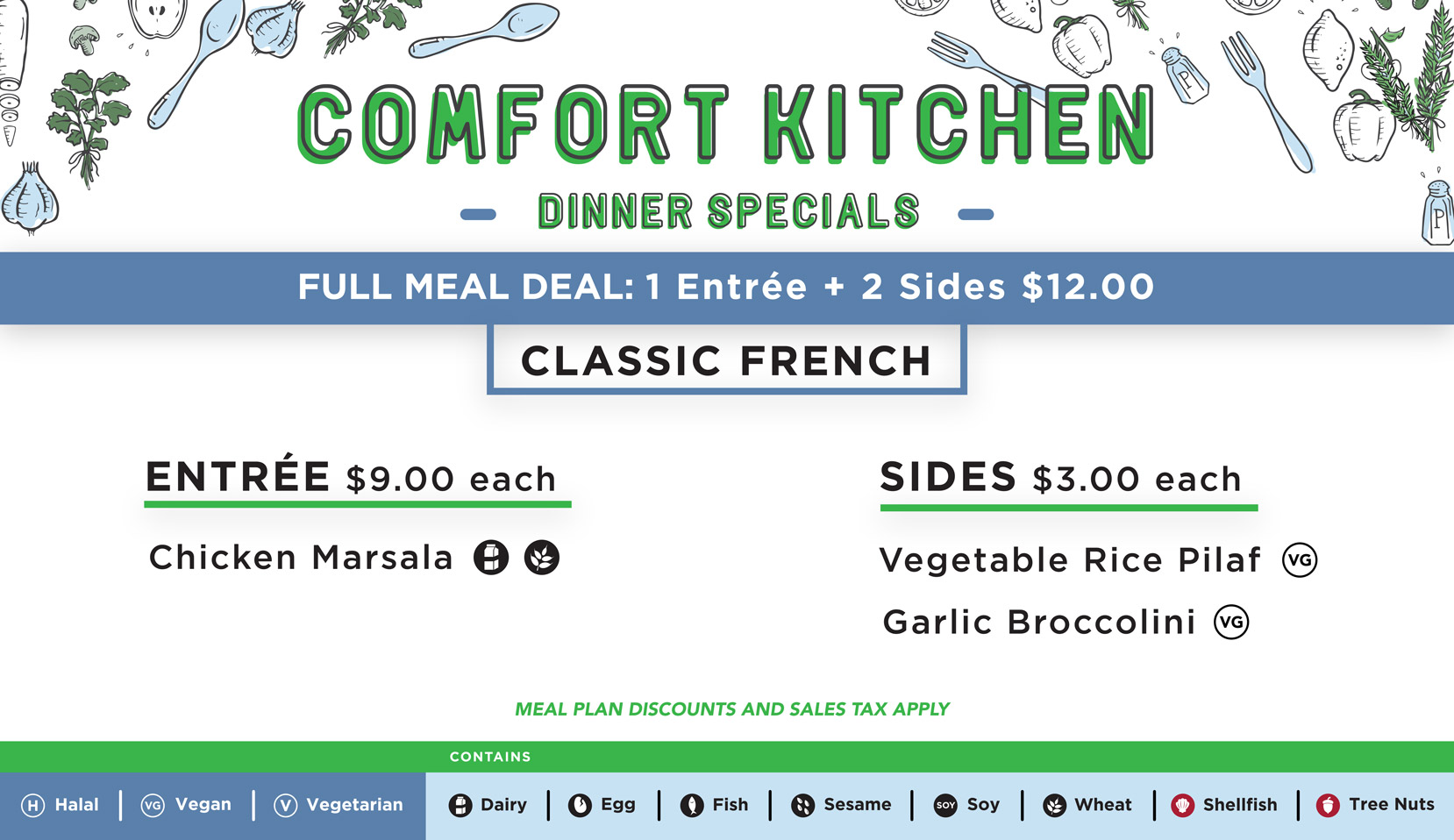 Comfort Kitchen Classic French Menu