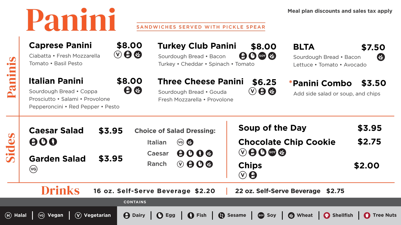 The panini menu board