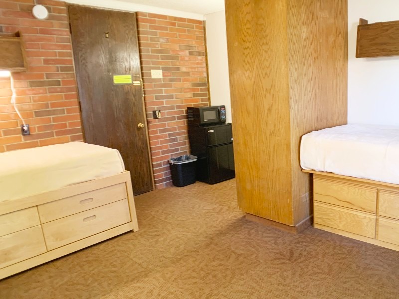Room entrance with microfridge unit by the door